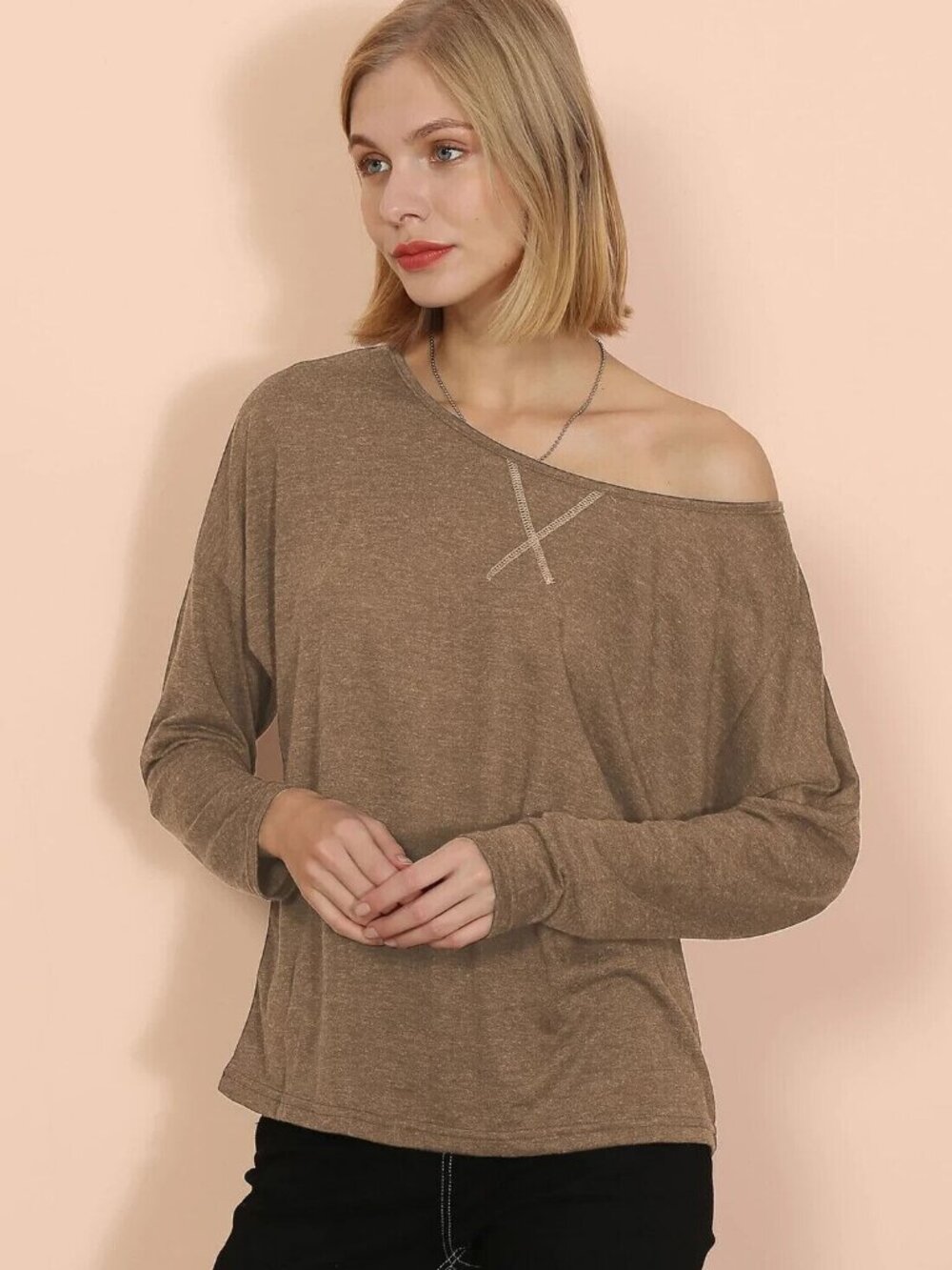 New ANNA-KACI Lux Boatneck Long Sleeve Top Size Small # 368